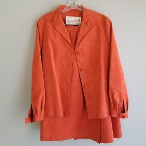 Gertrude Frank Vintage Suede Skirt Suit-Size 14